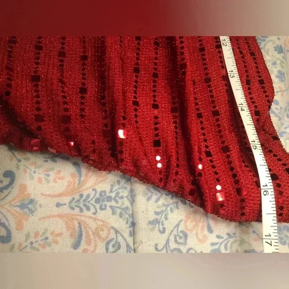 Roched Red Sequin Jumpsuit - Picture 8 of 14